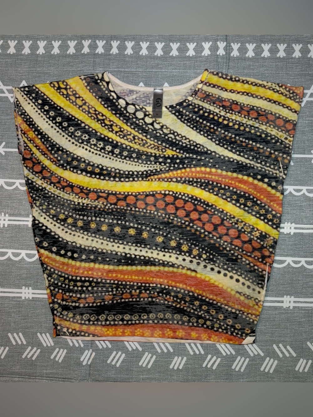 Go couture Crewneck Printed Short Sleeve Top - Yellow Multi